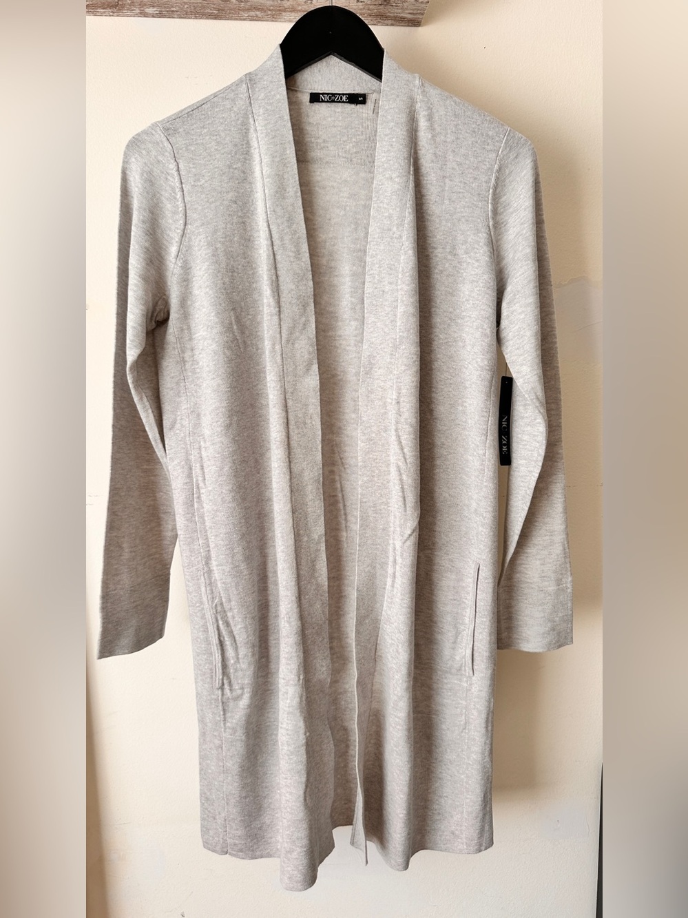Nic+ZOE Light Gray Open Front Women's Cardigan
